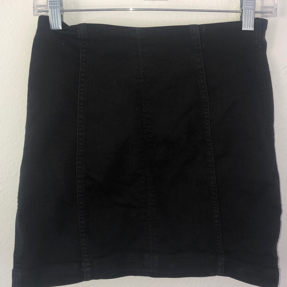 Free People black denim mini
